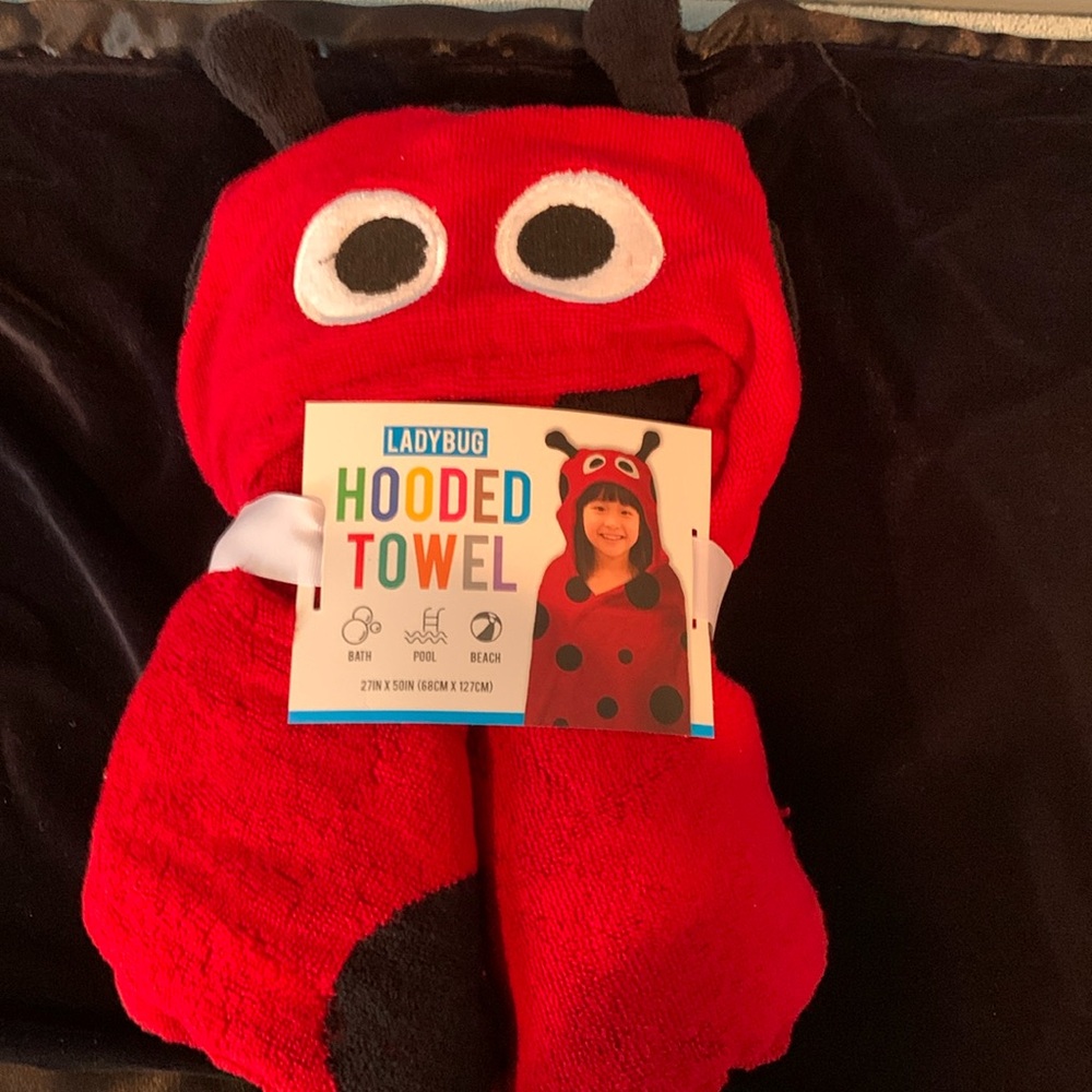 Children’s Ladybug Hooded Towel perfect for baths, the pool or the beach!